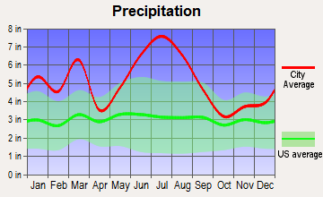 Northwest Leon, Florida average precipitation