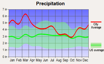 West End-Cobb Town, Alabama average precipitation