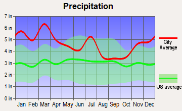 Coker, Alabama average precipitation