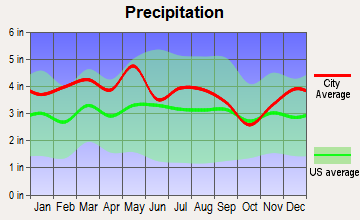 Cumberland, Kentucky average precipitation
