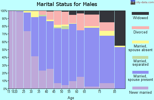 Zip code 01845 marital status for males