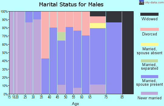 Zip code 05758 marital status for males