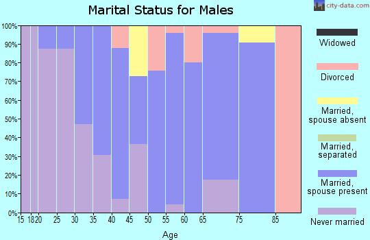 Zip code 05761 marital status for males
