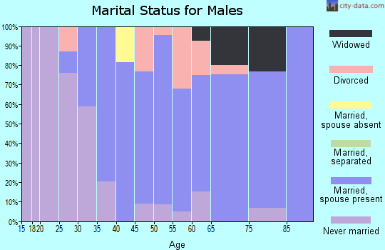 Zip code 07033 marital status for males