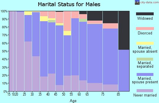 Zip code 07095 marital status for males