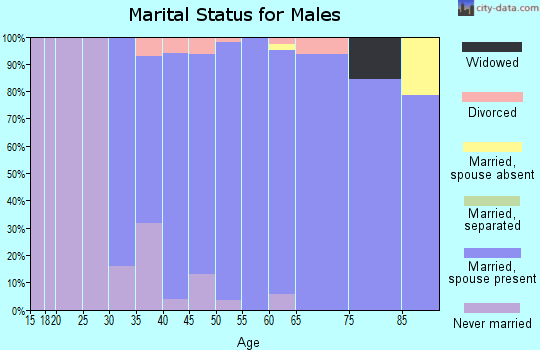 Zip code 07624 marital status for males