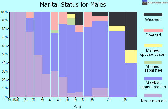 Zip code 07663 marital status for males