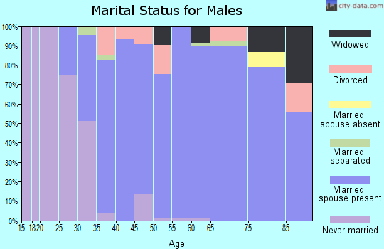 Zip code 11764 marital status for males