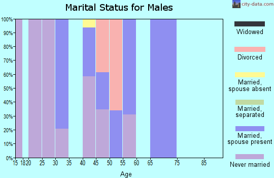 Zip code 15018 marital status for males