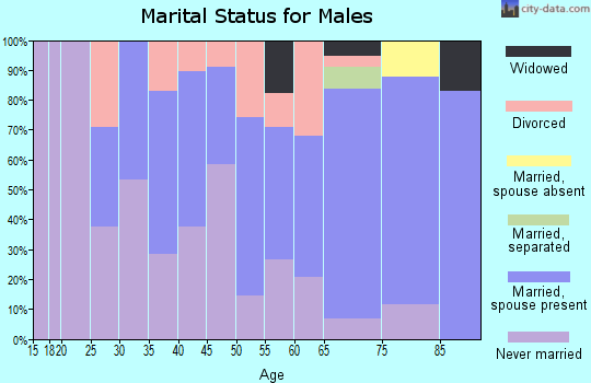 Zip code 15033 marital status for males
