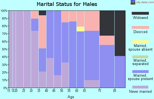 Zip code 15034 marital status for males