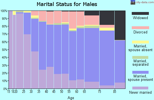 Zip code 15068 marital status for males