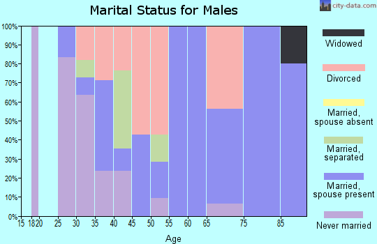 Zip code 15081 marital status for males