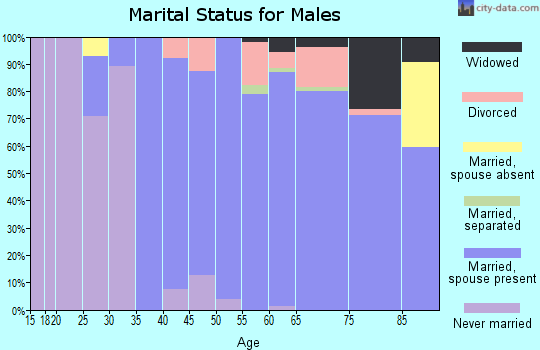 Zip code 15423 marital status for males