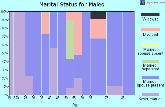 Zip code 15442 marital status for males
