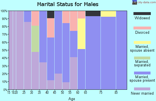 Zip code 15445 marital status for males