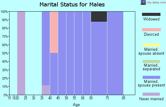 Zip code 15655 marital status for males
