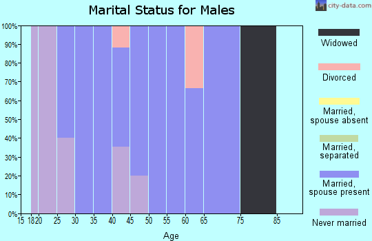 Zip code 16024 marital status for males