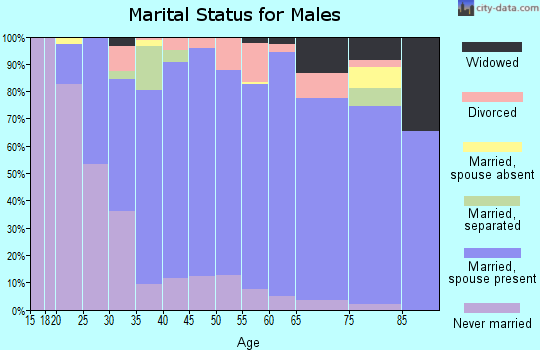 Zip code 16025 marital status for males