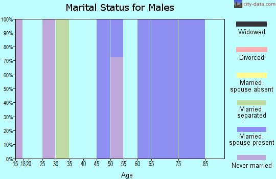 Zip code 16035 marital status for males