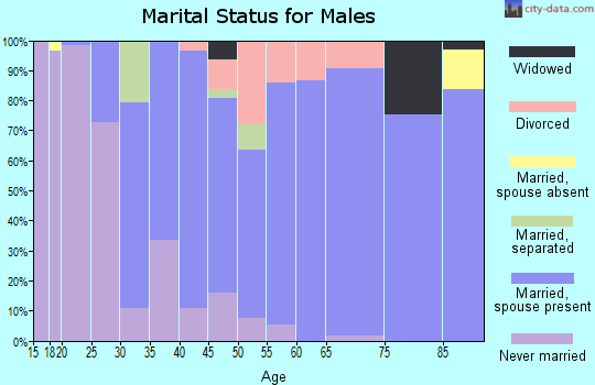 Zip code 16037 marital status for males