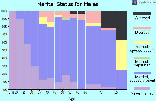 Zip code 16038 marital status for males
