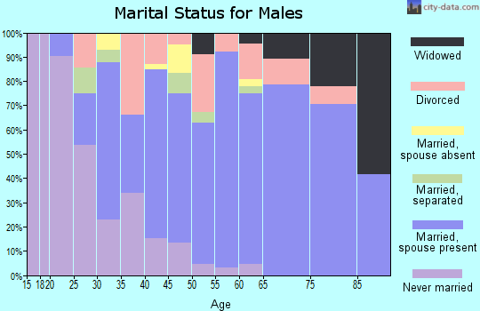 Zip code 16041 marital status for males