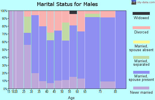 Zip code 16050 marital status for males