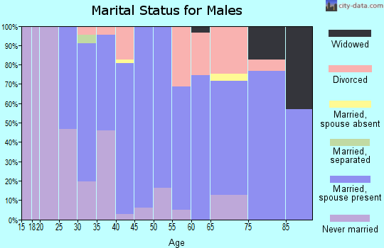 Zip code 16051 marital status for males