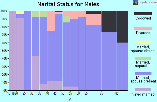 Zip code 16053 marital status for males