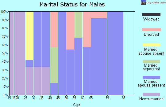 Zip code 16054 marital status for males