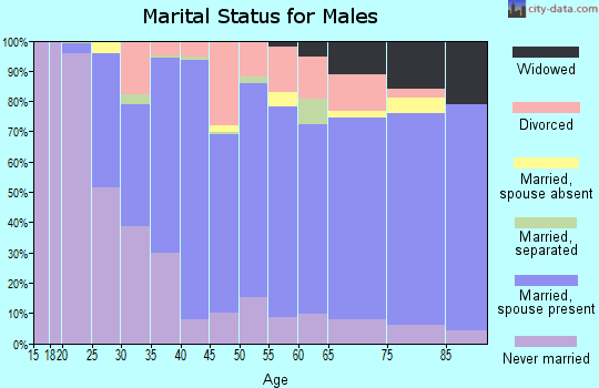 Zip code 16127 marital status for males