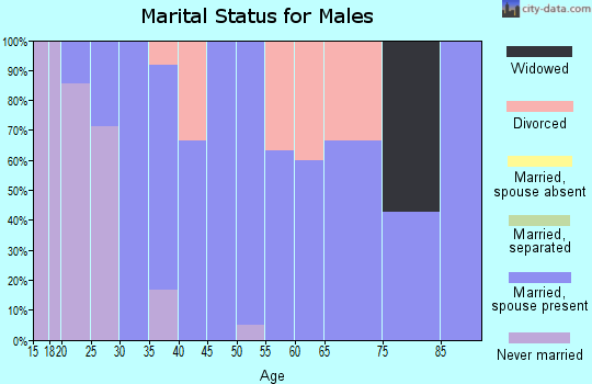 Zip code 16238 marital status for males