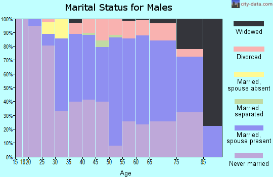 Zip code 16342 marital status for males