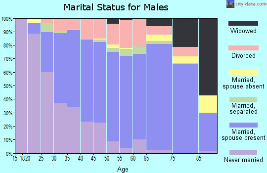 Zip code 16365 marital status for males