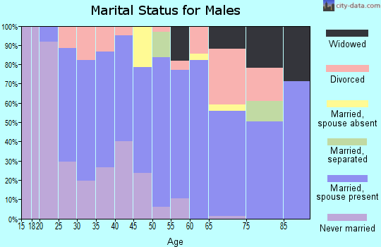 Zip code 16374 marital status for males