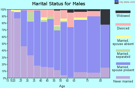 Zip code 16403 marital status for males