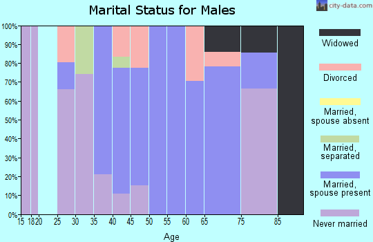 Zip code 16411 marital status for males