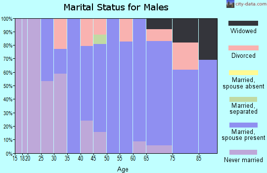 Zip code 16421 marital status for males