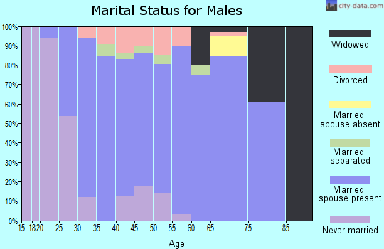 Zip code 16423 marital status for males