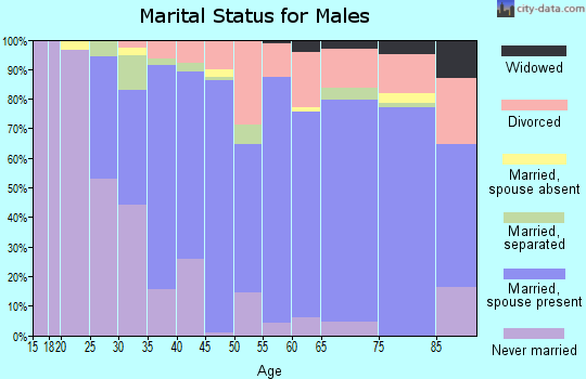 Zip code 16433 marital status for males