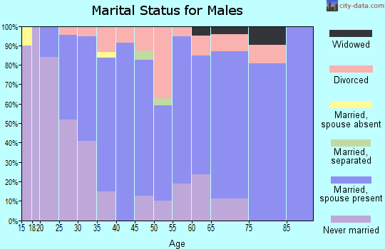 Zip code 16435 marital status for males