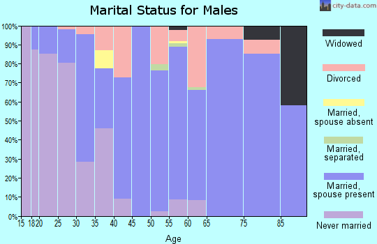 Zip code 16442 marital status for males