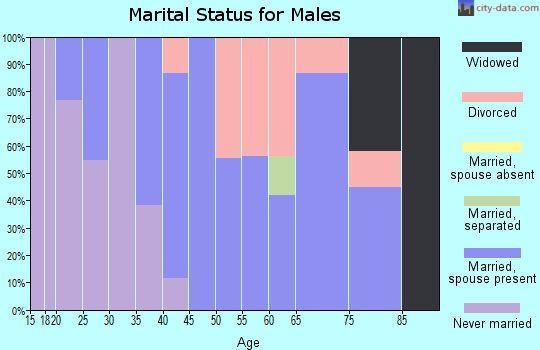 Zip code 16443 marital status for males