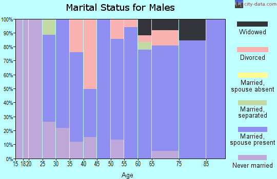Zip code 16827 marital status for males