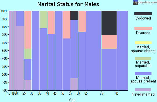 Zip code 16927 marital status for males