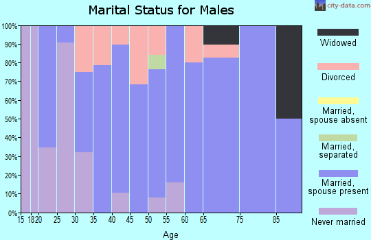 Zip code 16932 marital status for males
