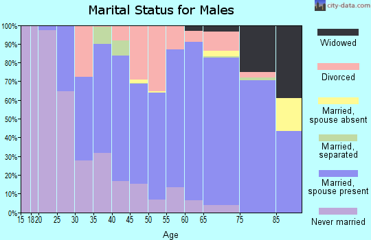 Zip code 18014 marital status for males