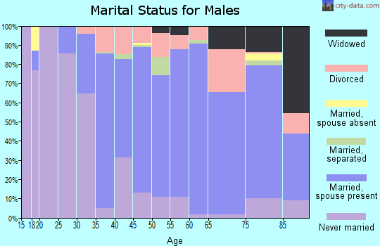 Zip code 18433 marital status for males