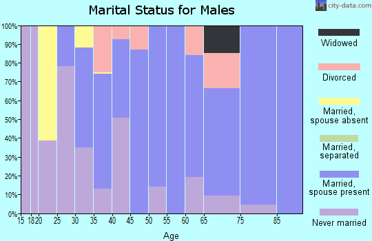 Zip code 18434 marital status for males